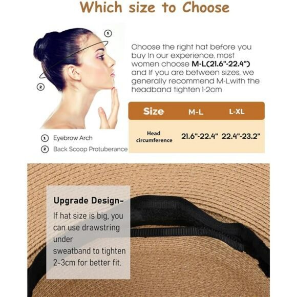 Womens Wide Brim Straw Sun Hat UPF 80 Foldable Floppy Beach Summer Hat - Picture 6 of 7